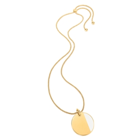 Style Candies Yellow Gold Plated White Enamel Long Necklace-